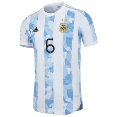Hombre Selección De Fútbol De Argentina Camiseta German Pezzella #6 1ª Equipación Azul Blanco 2021 Chile
