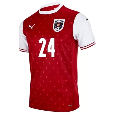 Mujer Selección De Fútbol De Austria Camiseta Konrad Laimer #24 1ª Equipación Rojo 2021 Chile