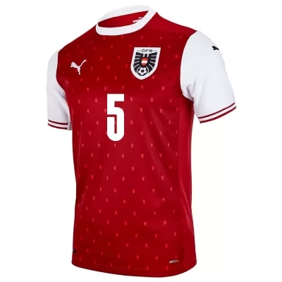Mujer Selección De Fútbol De Austria Camiseta Stefan Posch #5 1ª Equipación Rojo 2021 Chile