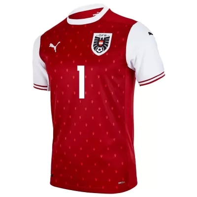 Mujer Selección De Fútbol De Austria Camiseta Alexander Schlager #1 1ª Equipación Rojo 2021 Chile
