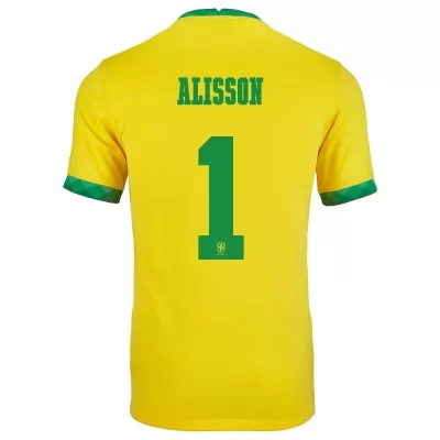 Mujer Selección de fútbol de Brasil Camiseta Alisson #1 1ª Equipación Amarillo 2021 Chile