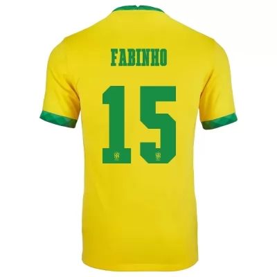 Mujer Selección de fútbol de Brasil Camiseta Fabinho #15 1ª Equipación Amarillo 2021 Chile