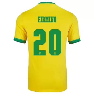 Hombre Selección de fútbol de Brasil Camiseta Roberto Firmino #20 1ª Equipación Amarillo 2021 Chile