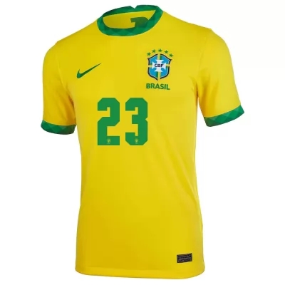 Mujer Selección De Fútbol De Brasil Camiseta Ederson #23 1ª Equipación Amarillo 2021 Chile