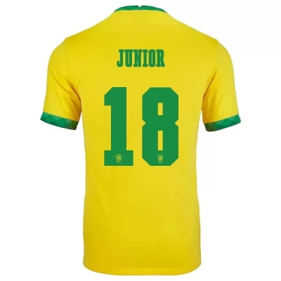 Mujer Selección de fútbol de Brasil Camiseta Vinicius Junior #18 1ª Equipación Amarillo 2021 Chile