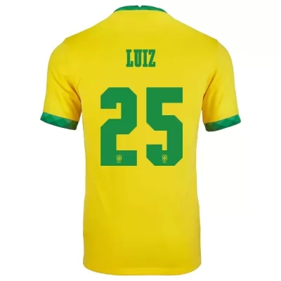 Mujer Selección de fútbol de Brasil Camiseta Douglas Luiz #25 1ª Equipación Amarillo 2021 Chile