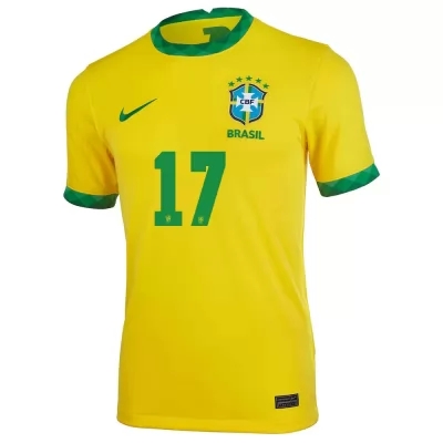Hombre Selección De Fútbol De Brasil Camiseta Lucas Paqueta #17 1ª Equipación Amarillo 2021 Chile