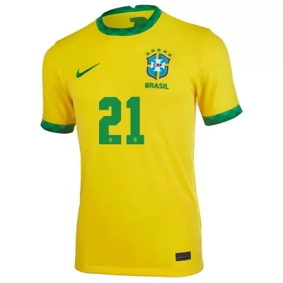 Mujer Selección De Fútbol De Brasil Camiseta Gabriel Barbosa #21 1ª Equipación Amarillo 2021 Chile
