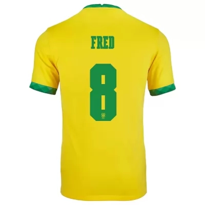 Mujer Selección de fútbol de Brasil Camiseta Fred #8 1ª Equipación Amarillo 2021 Chile
