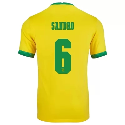 Mujer Selección de fútbol de Brasil Camiseta Alex Sandro #6 1ª Equipación Amarillo 2021 Chile