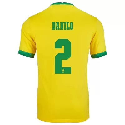 Hombre Selección de fútbol de Brasil Camiseta Danilo #2 1ª Equipación Amarillo 2021 Chile
