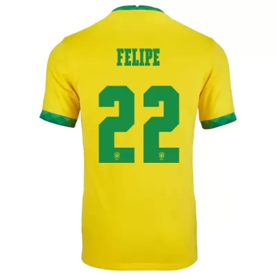 Mujer Selección de fútbol de Brasil Camiseta Felipe #22 1ª Equipación Amarillo 2021 Chile