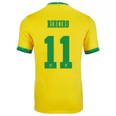 Mujer Selección de fútbol de Brasil Camiseta Everton Ribeiro #11 1ª Equipación Amarillo 2021 Chile