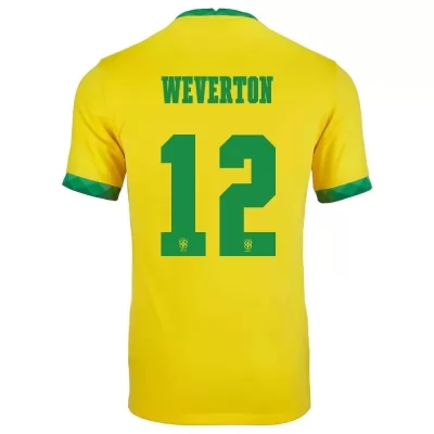 Mujer Selección de fútbol de Brasil Camiseta Weverton #12 1ª Equipación Amarillo 2021 Chile