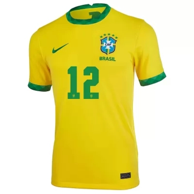 Mujer Selección De Fútbol De Brasil Camiseta Weverton #12 1ª Equipación Amarillo 2021 Chile