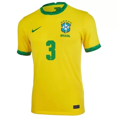 Niño Selección De Fútbol De Brasil Camiseta Thiago Silva #3 1ª Equipación Amarillo 2021 Chile