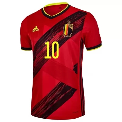 Hombre Selección De Fútbol De Bélgica Camiseta Eden Hazard #10 1ª Equipación Rojo 2021 Chile