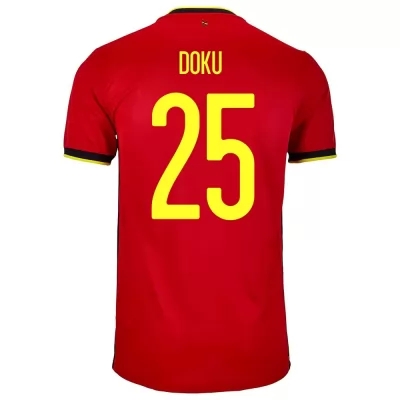 Niño Selección de fútbol de Bélgica Camiseta Jeremy Doku #25 1ª Equipación Rojo 2021 Chile
