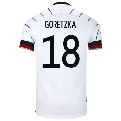 Hombre Selección de fútbol de Alemania Camiseta Leon Goretzka #18 1ª Equipación Blanco 2021 Chile