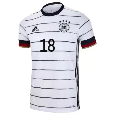 Hombre Selección De Fútbol De Alemania Camiseta Leon Goretzka #18 1ª Equipación Blanco 2021 Chile