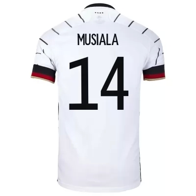 Niño Selección de fútbol de Alemania Camiseta Jamal Musiala #14 1ª Equipación Blanco 2021 Chile