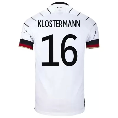 Niño Selección de fútbol de Alemania Camiseta Lukas Klostermann #16 1ª Equipación Blanco 2021 Chile