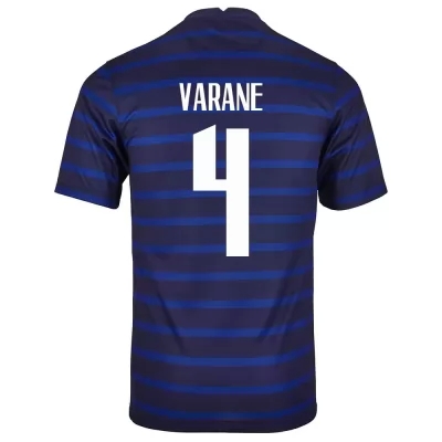 Mujer Selección de fútbol de Francia Camiseta Raphaël Varane #4 1ª Equipación Azul oscuro 2021 Chile