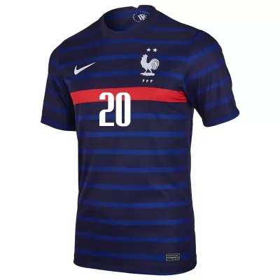 Niño Selección De Fútbol De Francia Camiseta Kingsley Coman #20 1ª Equipación Azul Oscuro 2021 Chile