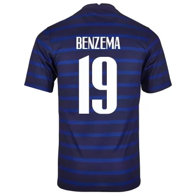 Mujer Selección de fútbol de Francia Camiseta Karim Benzema #19 1ª Equipación Azul oscuro 2021 Chile