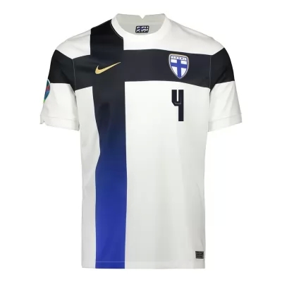 Hombre Selección De Fútbol De Finlandia Camiseta Joona Toivio #4 1ª Equipación Blanco 2021 Chile