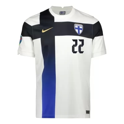 Hombre Selección De Fútbol De Finlandia Camiseta Jukka Raitala #22 1ª Equipación Blanco 2021 Chile
