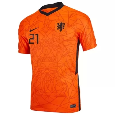 Hombre Selección De Fútbol De Los Países Bajos Camiseta Frenkie De Jong #21 1ª Equipación Naranja 2021 Chile