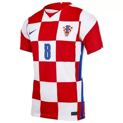 Hombre Selección De Fútbol De Croacia Camiseta Mateo Kovacic #8 1ª Equipación Rojo Blanco 2021 Chile