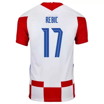 Niño Selección de fútbol de Croacia Camiseta Ante Rebic #17 1ª Equipación Rojo blanco 2021 Chile