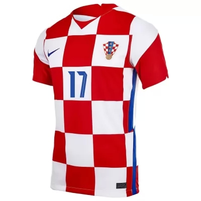 Hombre Selección De Fútbol De Croacia Camiseta Ante Rebic #17 1ª Equipación Rojo Blanco 2021 Chile