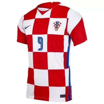 Mujer Selección De Fútbol De Croacia Camiseta Andrej Kramaric #9 1ª Equipación Rojo Blanco 2021 Chile