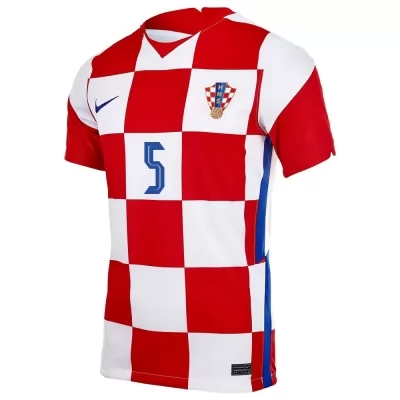 Mujer Selección De Fútbol De Croacia Camiseta Duje Caleta-car #5 1ª Equipación Rojo Blanco 2021 Chile