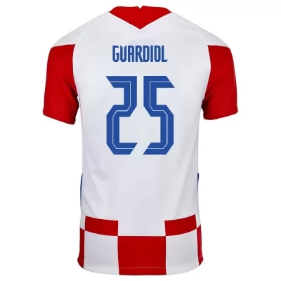 Hombre Selección de fútbol de Croacia Camiseta Josko Gvardiol #25 1ª Equipación Rojo blanco 2021 Chile