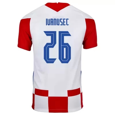 Hombre Selección de fútbol de Croacia Camiseta Luka Ivanusec #26 1ª Equipación Rojo blanco 2021 Chile