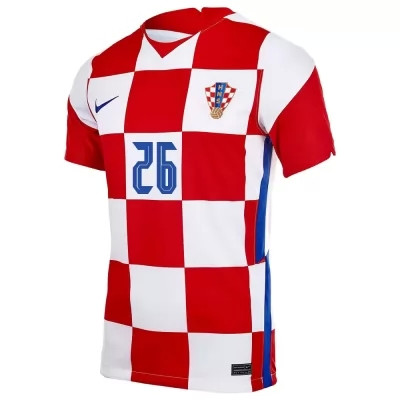 Hombre Selección De Fútbol De Croacia Camiseta Luka Ivanusec #26 1ª Equipación Rojo Blanco 2021 Chile