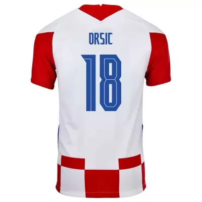 Mujer Selección de fútbol de Croacia Camiseta Mislav Orsic #18 1ª Equipación Rojo blanco 2021 Chile