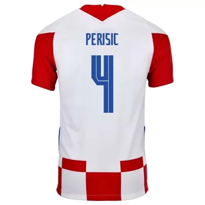 Mujer Selección de fútbol de Croacia Camiseta Ivan Perisic #4 1ª Equipación Rojo blanco 2021 Chile