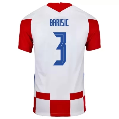Mujer Selección de fútbol de Croacia Camiseta Borna Barisic #3 1ª Equipación Rojo blanco 2021 Chile