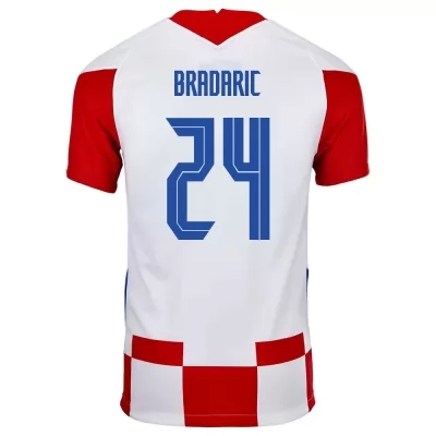 Mujer Selección de fútbol de Croacia Camiseta Domagoj Bradaric #24 1ª Equipación Rojo blanco 2021 Chile