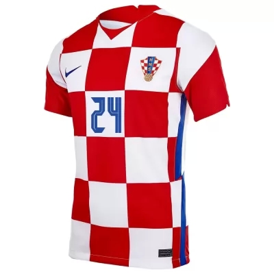 Mujer Selección De Fútbol De Croacia Camiseta Domagoj Bradaric #24 1ª Equipación Rojo Blanco 2021 Chile