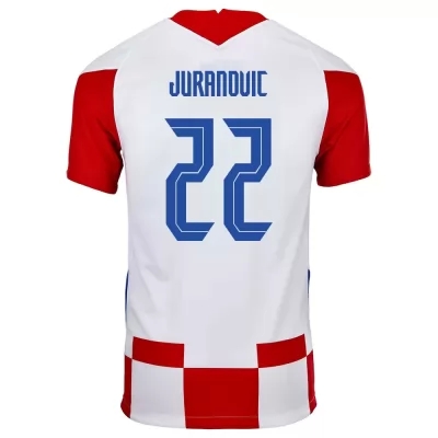 Mujer Selección de fútbol de Croacia Camiseta Josip Juranovic #22 1ª Equipación Rojo blanco 2021 Chile