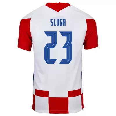 Niño Selección de fútbol de Croacia Camiseta Simon Sluga #23 1ª Equipación Rojo blanco 2021 Chile