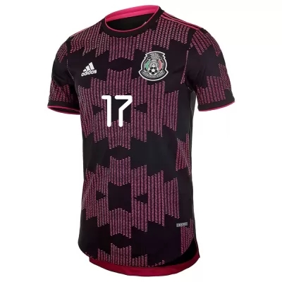 Niño Selección De Fútbol De México Camiseta Jesus Corona #17 1ª Equipación Rosa Roja 2021 Chile