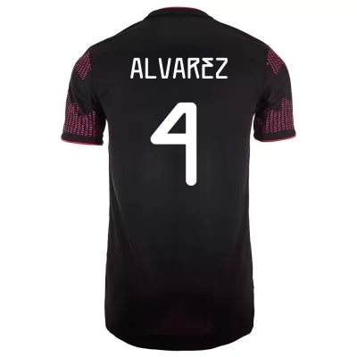 Niño Selección de fútbol de México Camiseta Edson Alvarez #4 1ª Equipación Rosa roja 2021 Chile