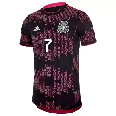 Mujer Selección De Fútbol De México Camiseta Orbelin Pineda #7 1ª Equipación Rosa Roja 2021 Chile